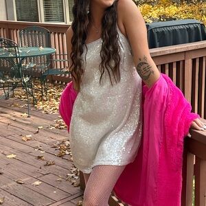 White/Silver Sequin Dress (SM)